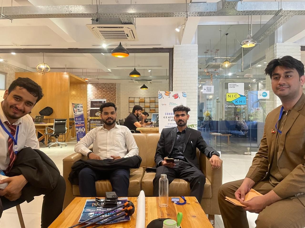 Strategic Tech Meeting at NIC Karachi, NED University Zaid Ali with team members at National Incubation Center NIC Karachi